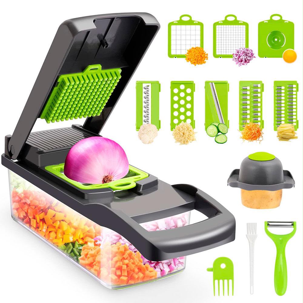 PICADOR MULTIFUNCIONAL DE FRUTAS Y VERDURAS 8 EN 1