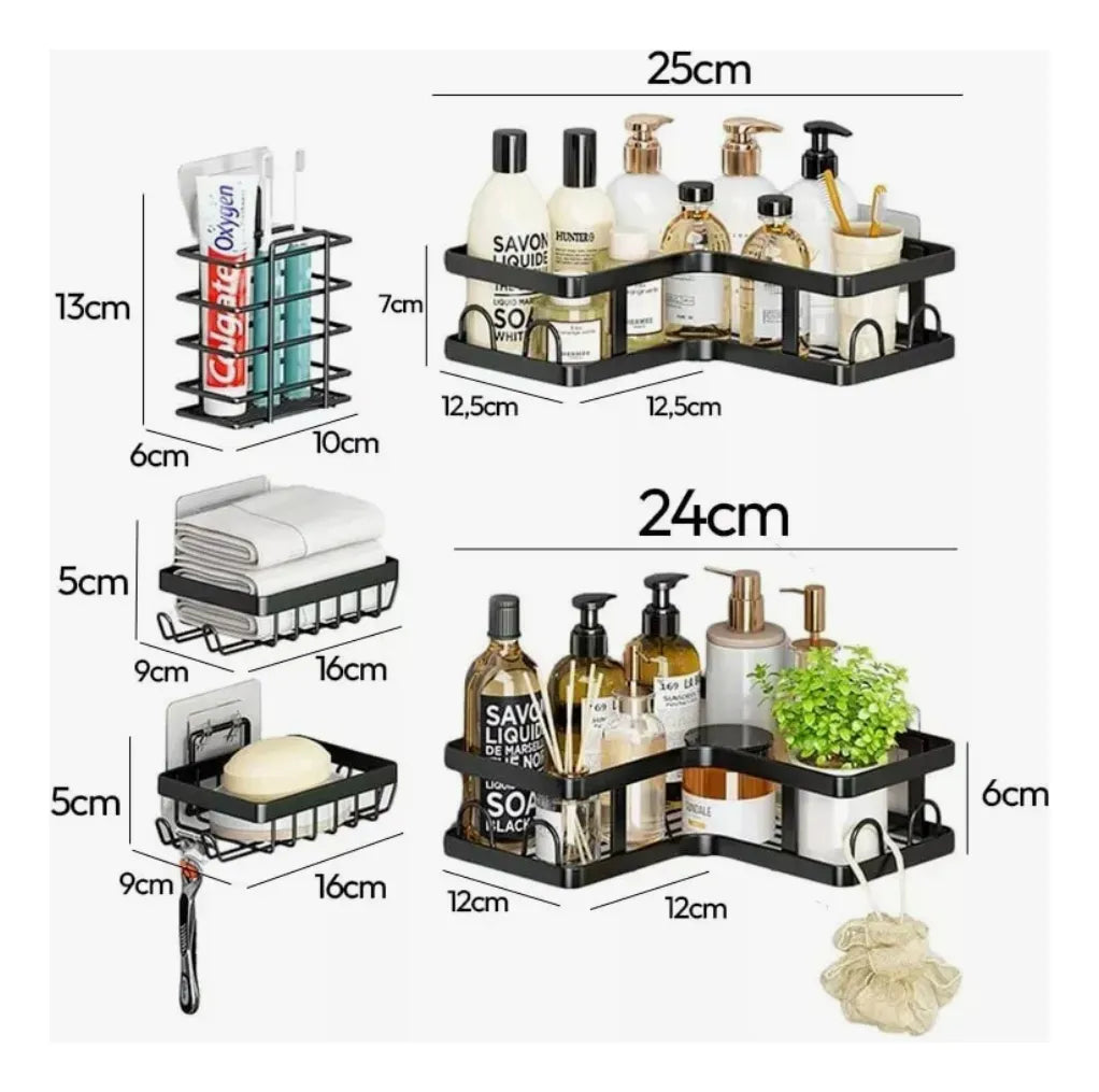 ORGANIZADOR DE BAÑO DE PARED 5 PIEZAS