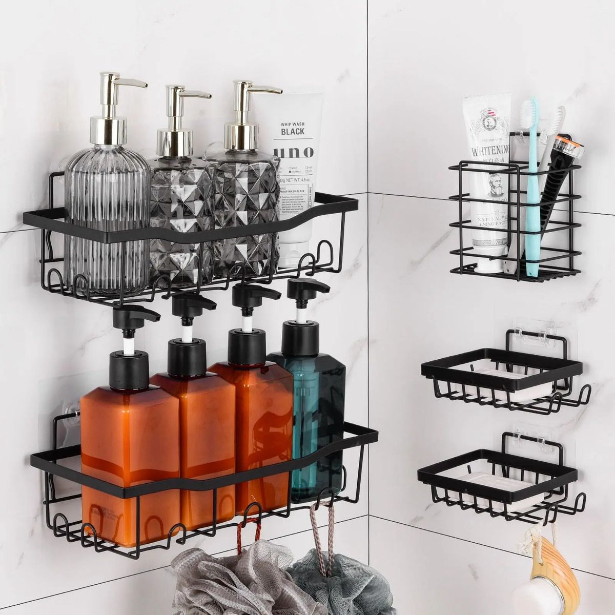 ORGANIZADOR DE BAÑO DE PARED 5 PIEZAS