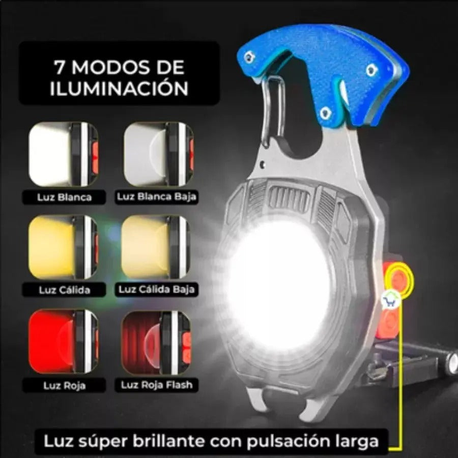 LINTERNA 9 EN 1 RECARGABLE LLAVERO MULTIHERRAMIENTA