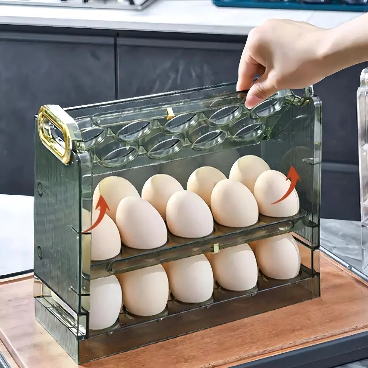 ORGANIZADOR ESTANTE DE HUEVOS 3 NIVELES