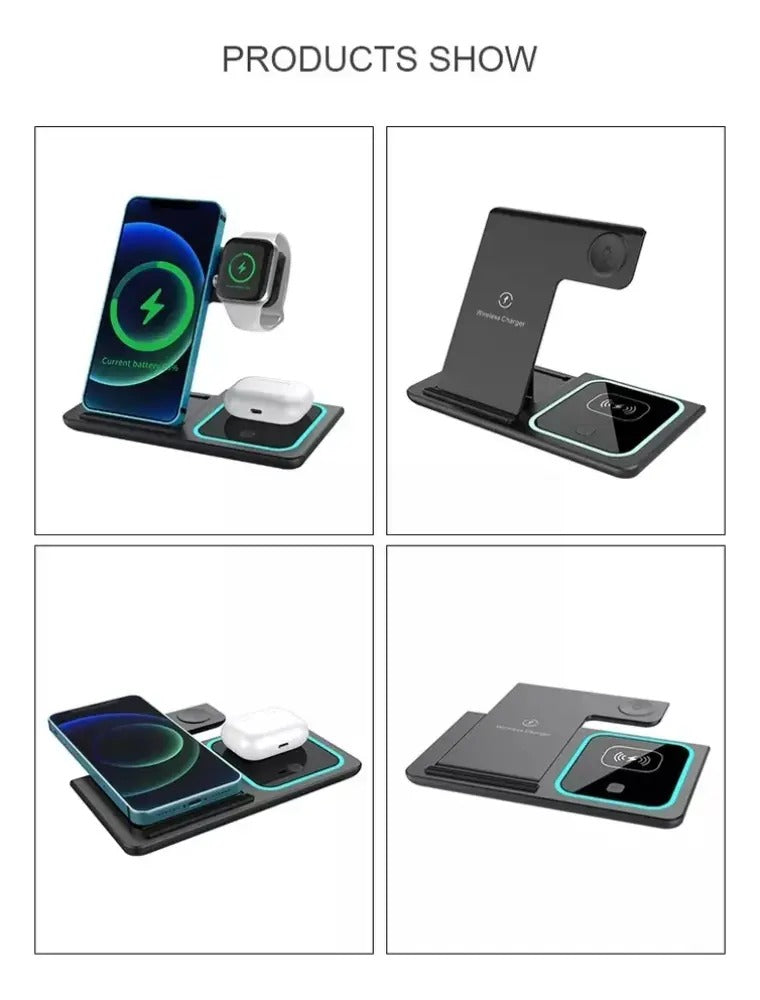 BASE CARGADOR 3 EN 1 CELULAR RELOJ Y AUDIFONOS
