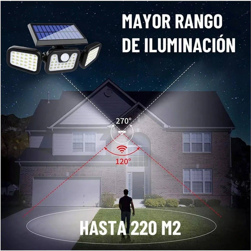 LAMPARA SOLAR LED 3 CUERPOS CON SENSOR