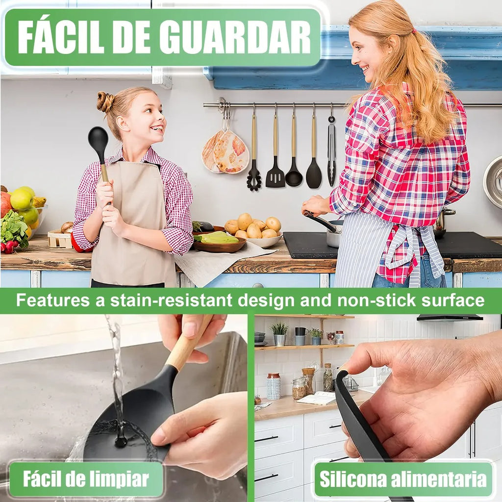 SET DE UTENCILIOS DE COCINA EN SILICONA 19 PIEZAS